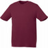 A maroon short sleeve tech tee for men, featuring a simple design and a logo.