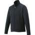 A black knit jacket for men featuring a high collar and zip closure, with side pockets and a logo.