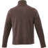 A brown men's polar fleece jacket with a high collar and long sleeves, featuring a logo on the back.