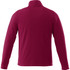 A maroon men's polar fleece jacket with a high collar and long sleeves, featuring a logo on the back.
