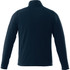 A men's polar fleece jacket in dark blue, featuring long sleeves and a high collar. It includes a logo on the back.