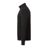 A black men's full zip fleece jacket featuring a high collar and side pockets, with a branding logo.