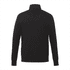 A black full zip fleece jacket for men, featuring long sleeves and a high collar, with a logo on the back.