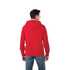 Men's red fleece hoodie featuring a drawstring hood, with a plain design and a logo on the back.