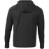 A black men's hoodie with a zip and a hood, featuring a logo on the back.