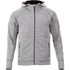 A grey zip-up hoodie featuring a hood and zippered pockets, designed for men's wear.