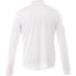 A white men's track jacket with a quarter zip and long sleeves, featuring a branding logo.