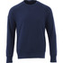 A navy blue men's fleece crew jumper with a comfortable fit and raglan sleeves. It features a logo on the design.