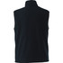 A black men's fleece vest with a high collar, featuring a simple design and a logo on the back.