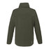 A women's packable rain jacket in olive green, featuring a simple design and a logo on the lower side.