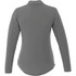 A grey long sleeve women's polo shirt with a collar and a subtle logo on the back.