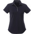 A women's short sleeve polo shirt in black with a contrasting trim and a small logo.
