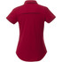 A women's short sleeve polo shirt in a rich burgundy colour, featuring a back yoke and a subtle logo.