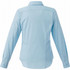 A women's long sleeve button-up shirt in light blue, featuring a classic collar and buttoned cuffs.