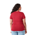 A red women's short sleeve tee with a fitted design and casual style. The shirt features a logo on the back.