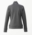A women's knit jacket in a dark grey colour, featuring a high collar and long sleeves. It has a logo on the back.