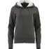 A women's grey fleece zip hoodie with a contrasting light grey hood, featuring a zipper and pockets.