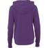 A purple women's fleece zip hoodie with a hood and long sleeves, featuring a logo on the back.