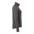A women's grey eco knit jacket with a high collar and a zippered side pocket, featuring a logo.