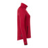 A women's eco knit jacket in red, featuring a high collar and a zip pocket, with a subtle logo detail.
