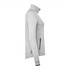 A women's eco knit jacket in light grey, featuring a zip pocket and a stand collar, with a logo visible.