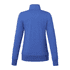 A blue women's polar fleece jacket with a full zip and high collar. The back view highlights its simple design.