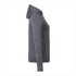 A women's eco knit hoody in grey, featuring a hood and front pocket, with a logo.