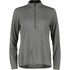 A grey half-zip long sleeve jacket featuring a high collar and a logo. Suitable for women's wear.