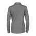 A women's grey half-zip jacket with long sleeves and a collar, featuring a logo on the back.