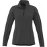 A women's polar fleece half zip jacket in dark grey with long sleeves and a zippered collar. Features a logo.