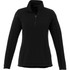 A black women's polar fleece half zip jacket with long sleeves and a high collar, featuring a zip closure.