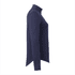 A navy women's quarter zip jacket with a fitted silhouette and long sleeves, featuring a branded logo.