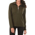 A green knitted half zip jumper for women, featuring long sleeves and a zippered neckline. Includes a logo.