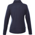A navy blue women's knitted jumper with a half zip and a collar, featuring a branding logo.