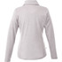 A light grey knitted jumper with a half zip and long sleeves, featuring a collar and a logo.