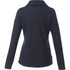 A women's knitted jumper in navy with a half zip and a collar, featuring a logo on the side.