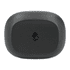 A black earbud case with a minimalist design and a logo on the front.