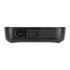 A black Bluetooth speaker with a USB-C port and buttons for power and volume control.