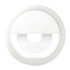 A white circular LED light designed for laptop use, featuring a central cut-out and a border of small lights.