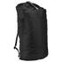 A black duffel bag with a mid blue accent, featuring shoulder straps and a zippered opening. Includes a logo.