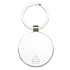 A circular keyring made from recycled zinc alloy with a shiny metal finish and a simple design.
