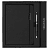 A black notebook with a pen, presented in a sleek black gift box, featuring a logo on the packaging.