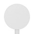 A round, white magnetic wireless charger with a sleek design and a built-in stand.