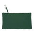 A green packable jacket folded into a compact pouch with a clip attachment. The jacket features a zip closure.