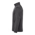 A grey softshell jacket featuring a zip-up front, high collar, and side pockets. It includes a logo.