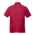 A short-sleeve polo shirt in red, featuring a back design and logo, suited for performance wear.