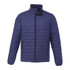 A lightweight packable insulated puffer jacket in navy blue with a zip front and side pockets. Features a brand logo.