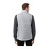 A lightweight, packable insulated puffer vest in light grey, featuring a quilted design, worn over a dark long-sleeve top.