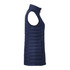 A navy lightweight packable insulated puffer vest, featuring a sleek design and zip closure, with one side pocket.