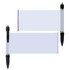 A plastic pen in black with a clear banner area for customization, featuring a simple design with a clip.